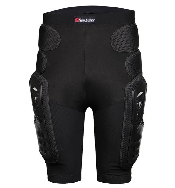 Skating protective diaper shorts with EVA foam padding, black, breathable fabric, elastic waistband