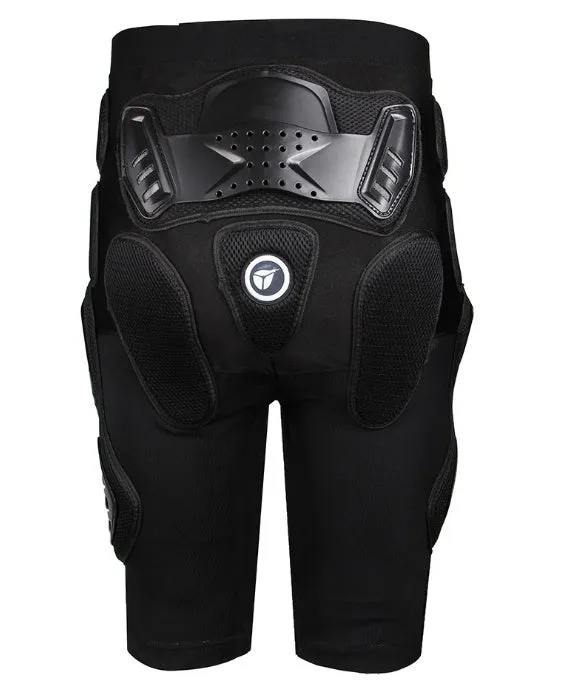 Skating protective diaper shorts with EVA foam padding, black, breathable fabric, elastic waistband