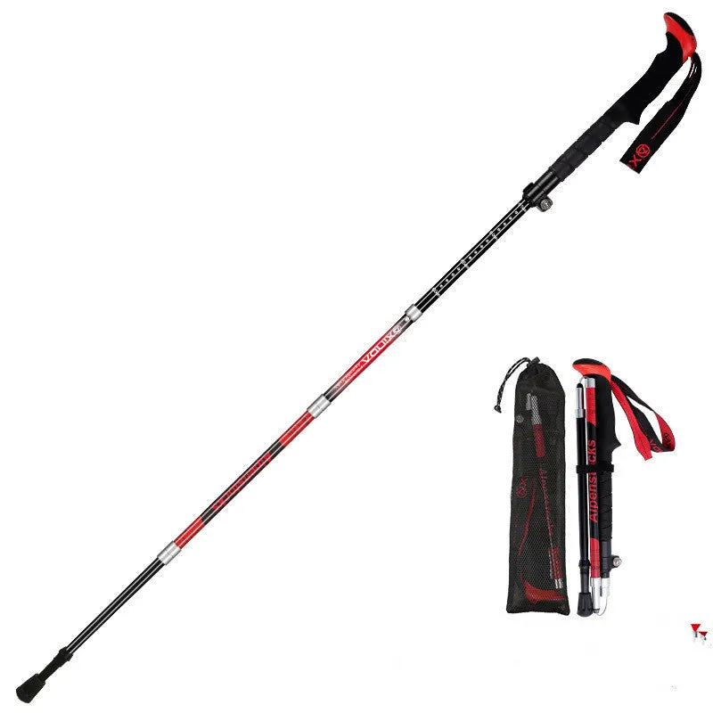 XINDA ultralight carbon fibre trekking poles with EVA handle and tungsten steel tip on a hiking trail