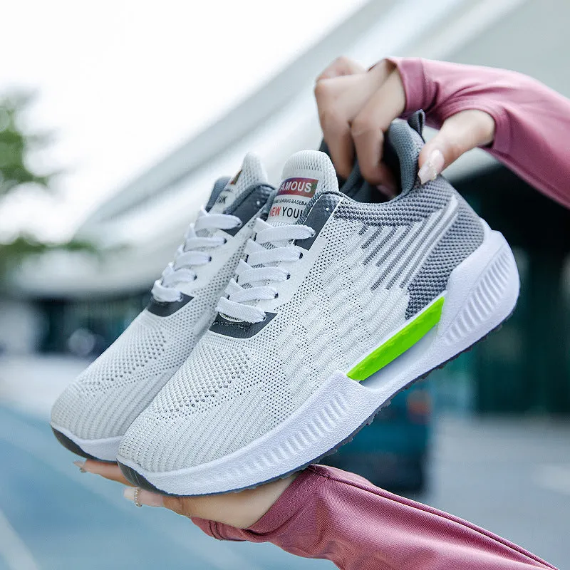 Men's blue casual mesh sports shoes with round toe and fabric upper on a wear-resistant sole.