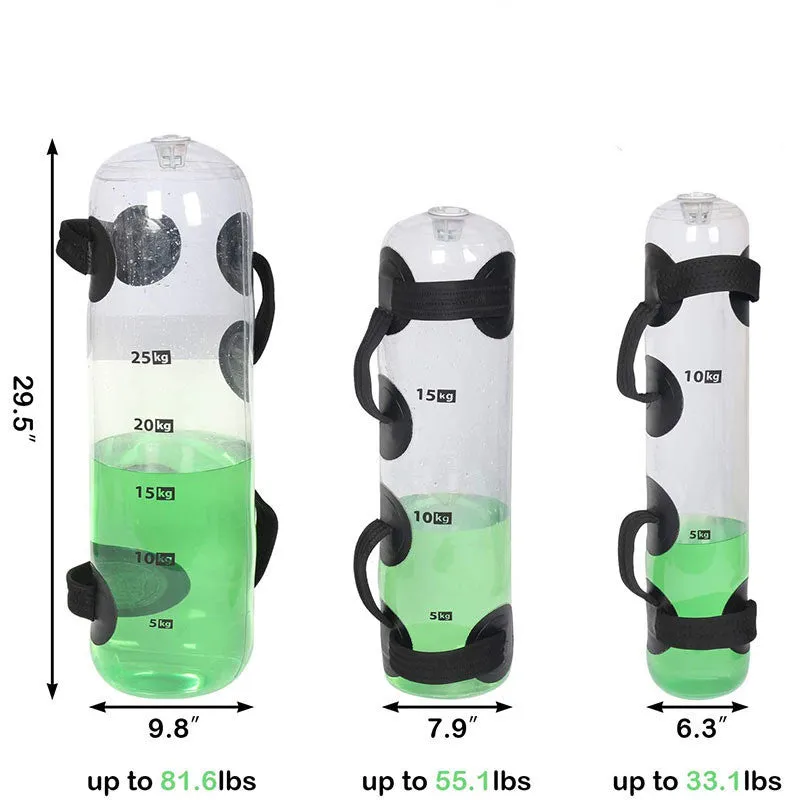 Transparent PVC portable weight-bearing fitness water bag 16x75cm (15kg) with three colour inks for customisation