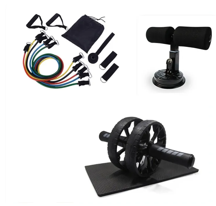 Black abdominal wheel roller with mat on floor for quiet core training exercise