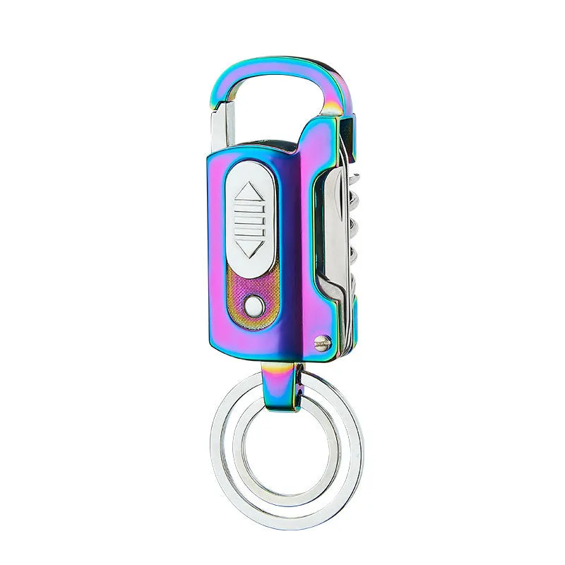 Multi-functional keychain charging lighter with zinc alloy ice surface finish in compact size