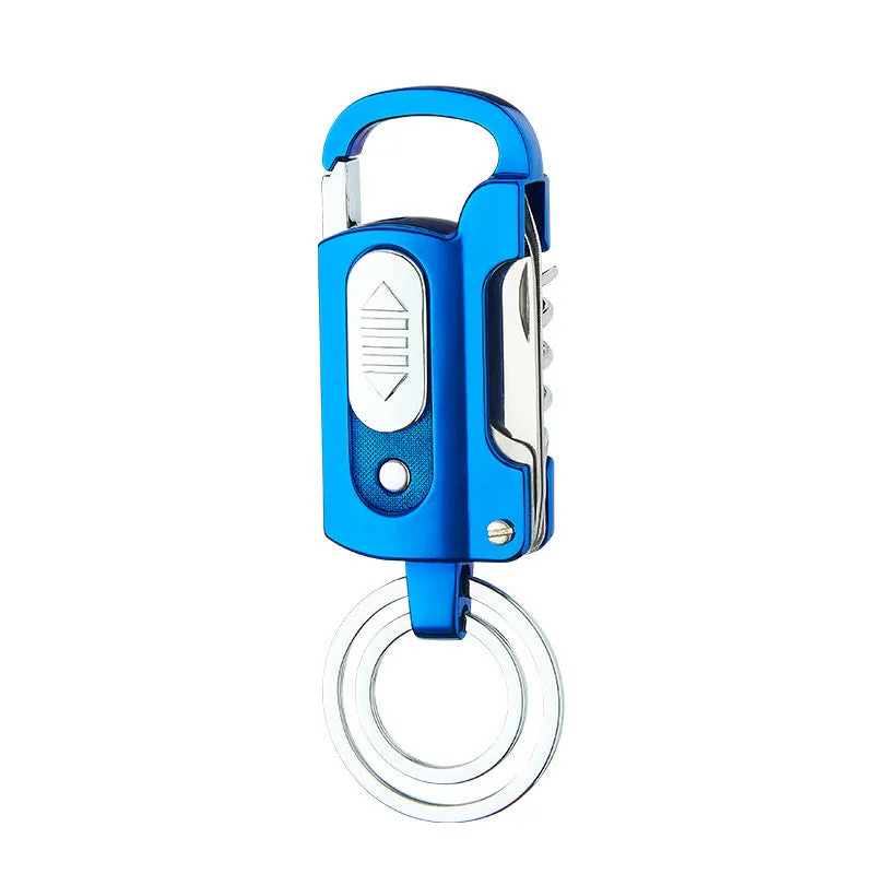 Multi-functional keychain charging lighter with zinc alloy ice surface finish in compact size