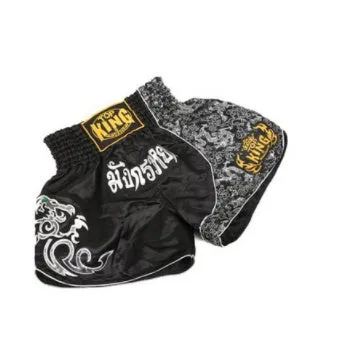 Unisex boxing sanda training shorts in black nylon polyester fabric with elasticated waistband