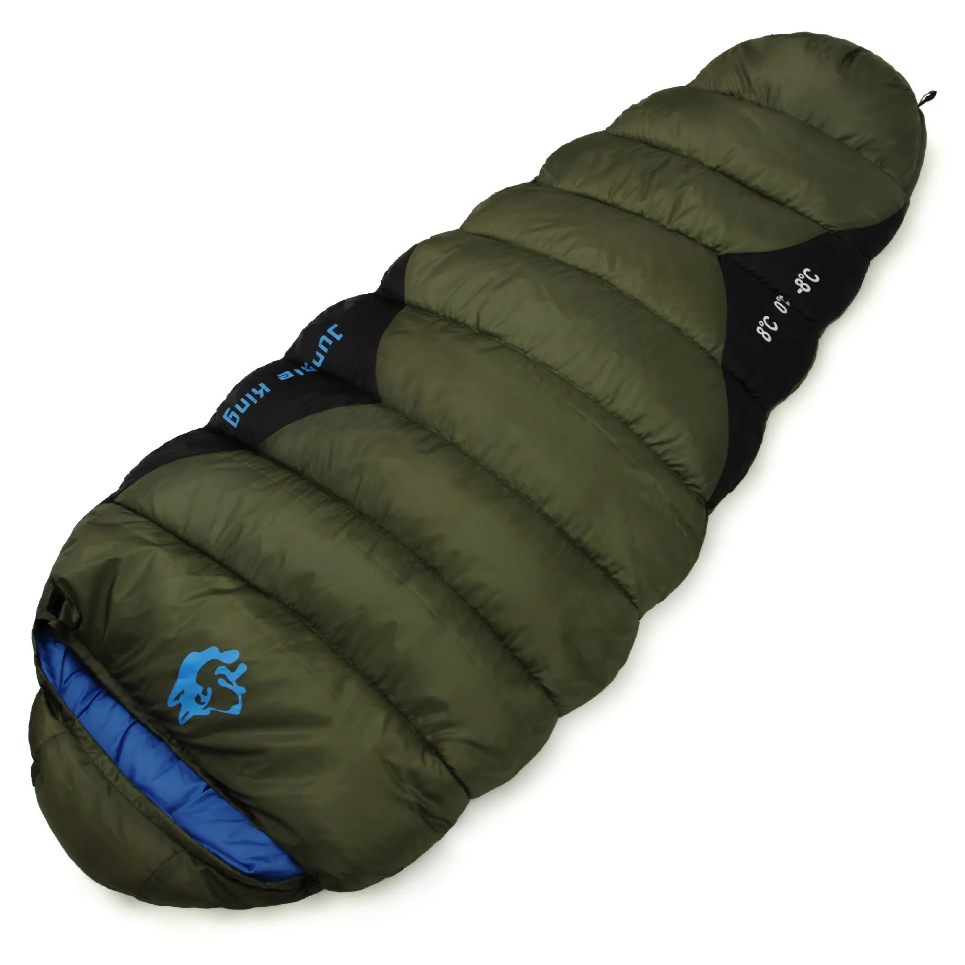 Cotton camping sleeping bag with compression storage bag in Army Green colour