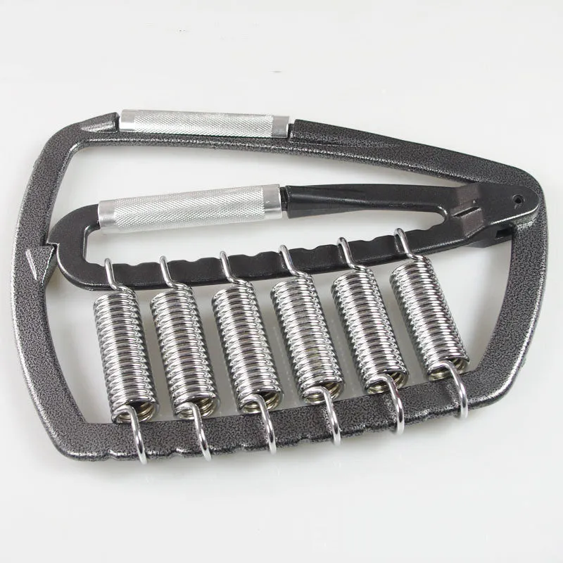 Metal grip set fitness exercise hand strengthener with upgrade 6 spring steel springs on neutral background