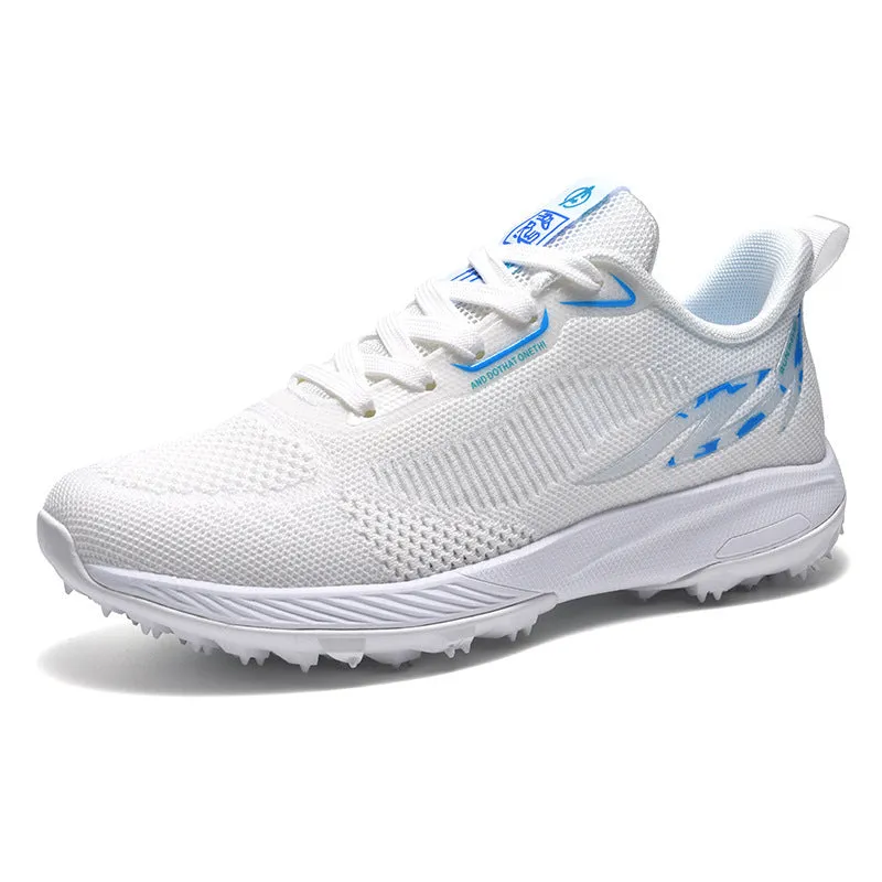 Lightweight mesh training sneakers for men and women in low top white blue colour