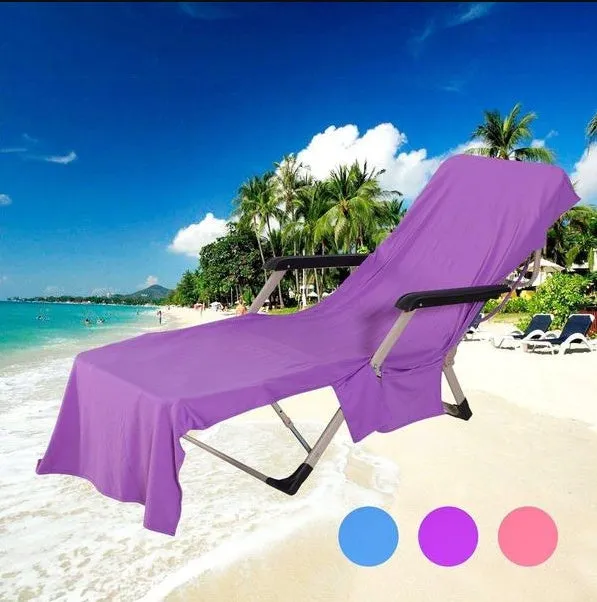 Beach chair cover 215x75cm microfiber fleece in blue for sun lounger