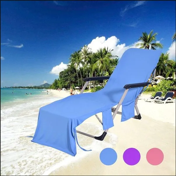 Beach chair cover 215x75cm microfiber fleece in blue for sun lounger