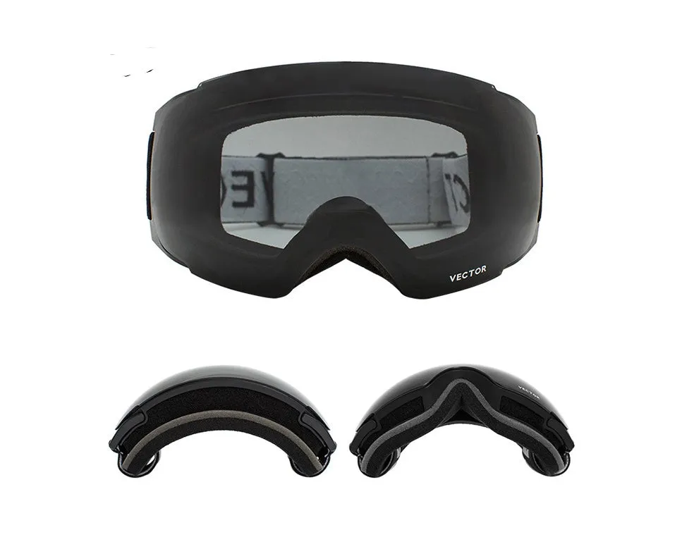 Compass ski goggles with double-layer anti-fog spherical lens and magnetic lens change system in blue colour
