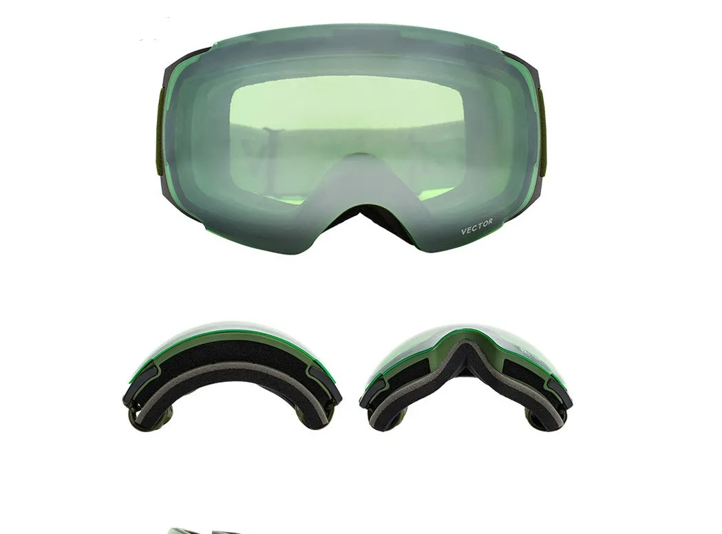 Compass ski goggles with double-layer anti-fog spherical lens and magnetic lens change system in blue colour