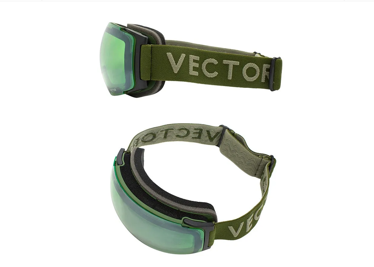 Compass ski goggles with double-layer anti-fog spherical lens and magnetic lens change system in blue colour