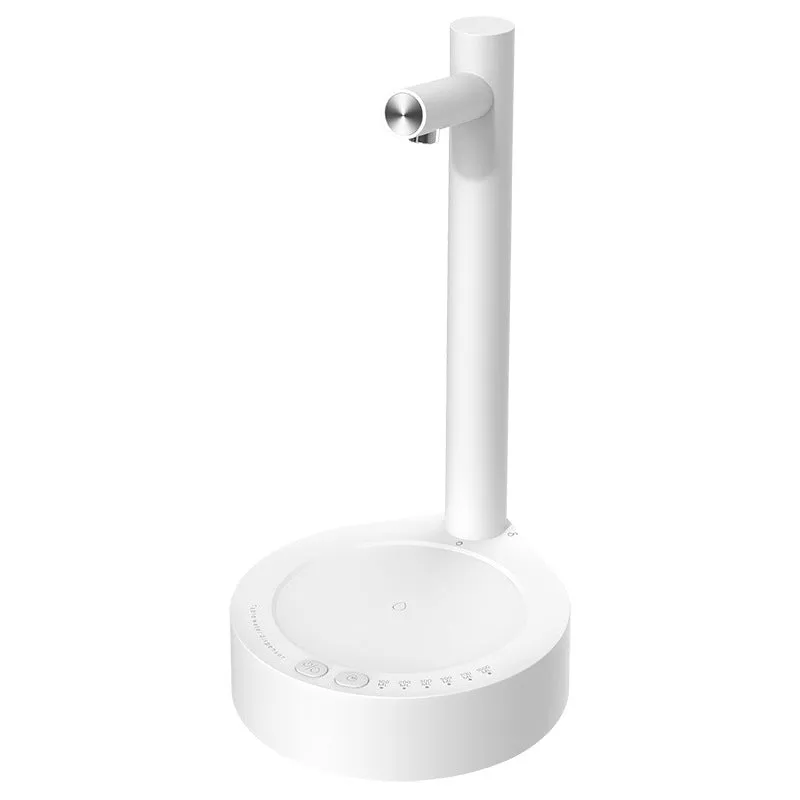 White desktop bottled water automatic pumping device with ABS shell and USB rechargeable battery on a bottle