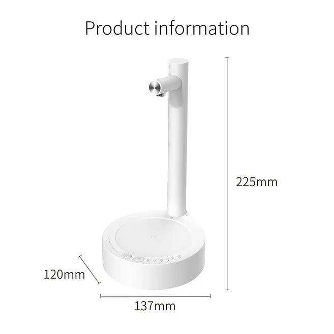 White desktop bottled water automatic pumping device with ABS shell and USB rechargeable battery on a bottle