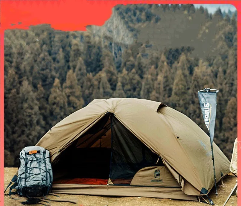 Leisure portable stand camp tent in dark green, unfolded size 220x132x110cm, 2 person, double layer 40D nylon gauze
