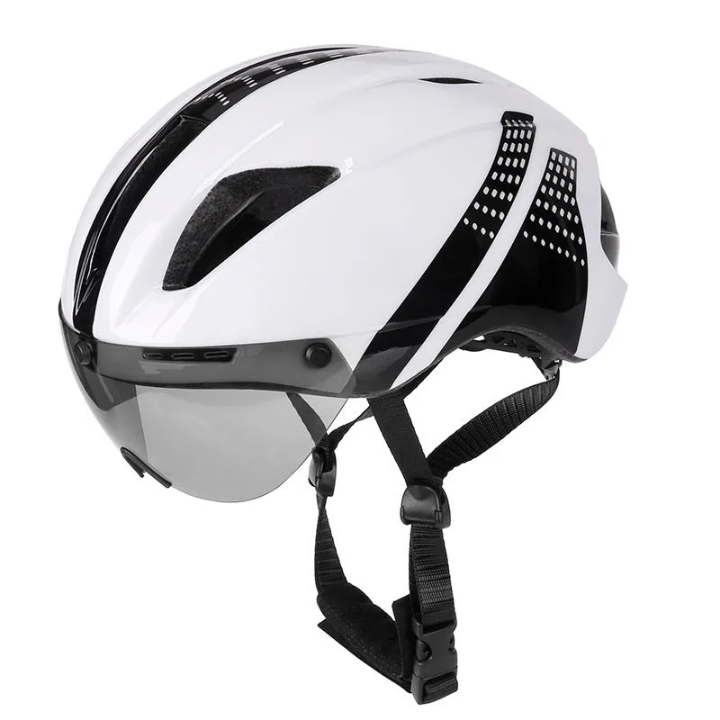 Mountain bike road bike helmet with magnetic goggles, PC EPS shell, 315g, 11 vents, silver-grey lens, Black Grey colour