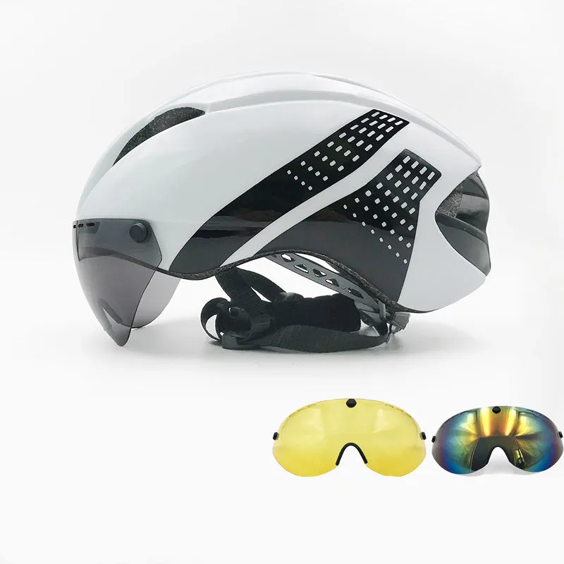 Mountain bike road bike helmet with magnetic goggles, PC EPS shell, 315g, 11 vents, silver-grey lens, Black Grey colour