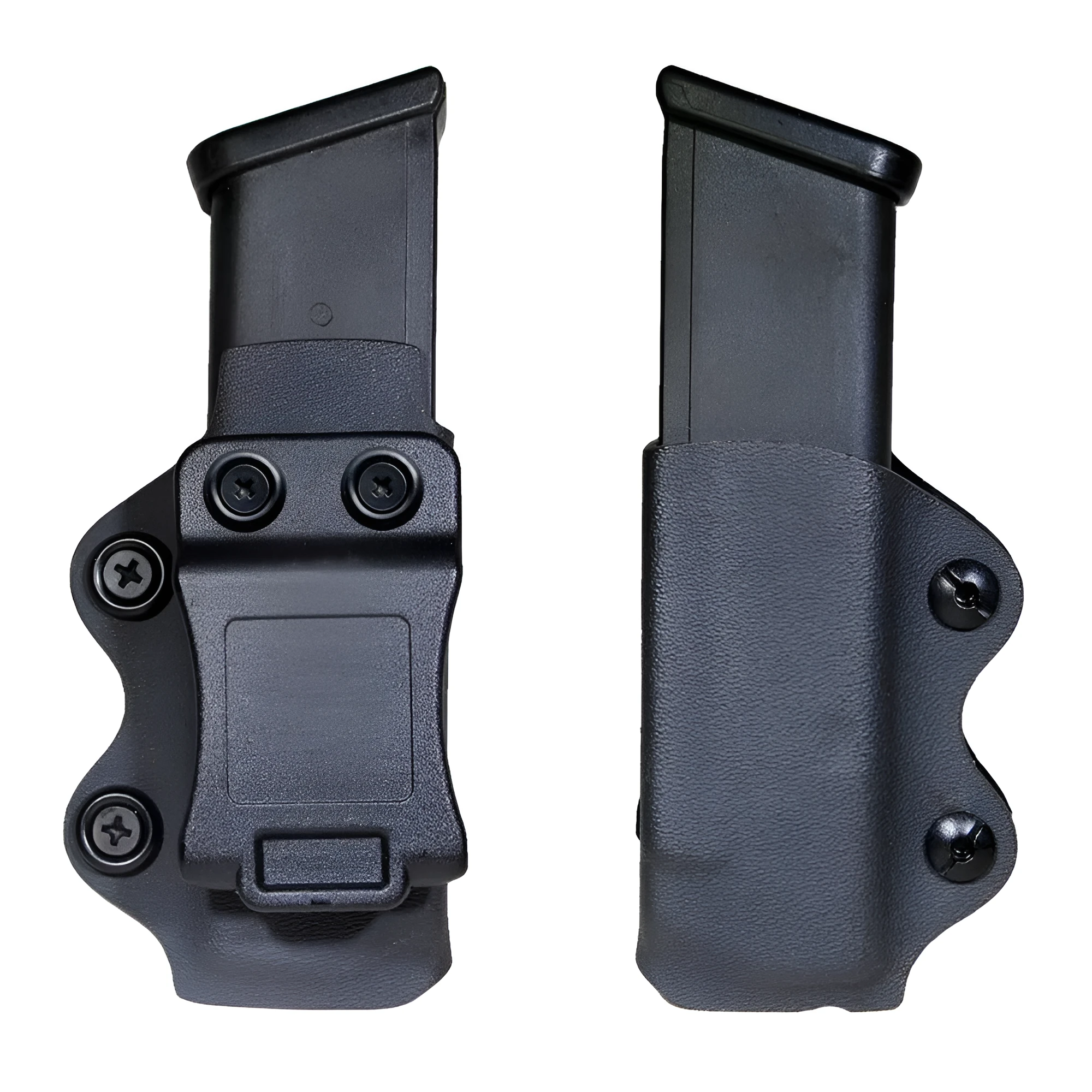 Black nylon right-hand pistol magazine pouch on belt, 9.5x5.5x4cm for airsoft hunting