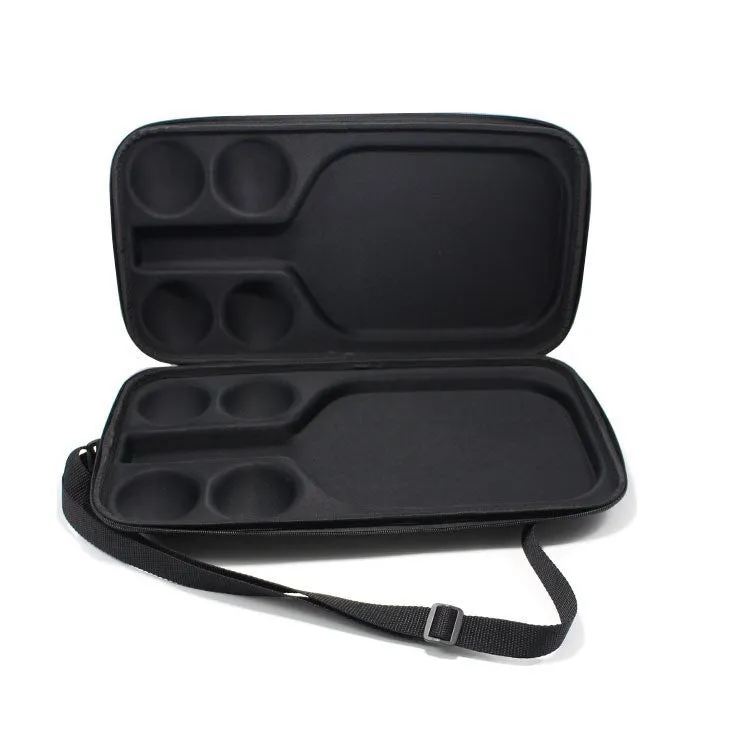 Black EVA pickleball racket storage case with double shoulder strap, dimensions 45x25x8cm.