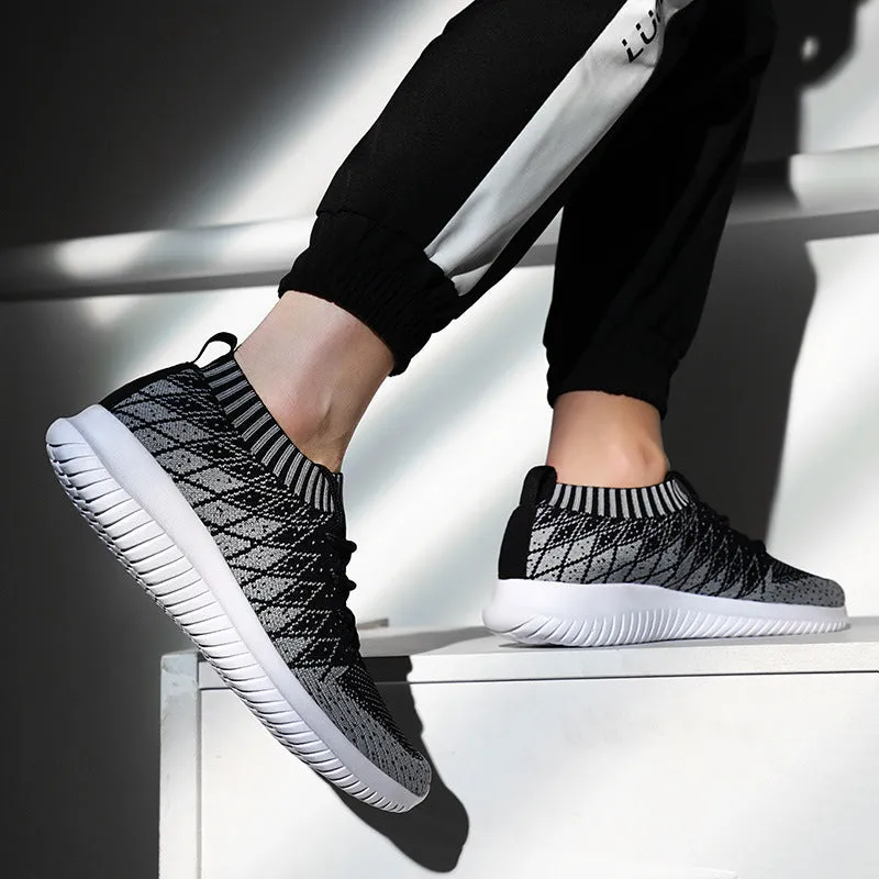 Flying Woven men's camouflage low-top Flyknit running sneakers with EVA sole, dark gray