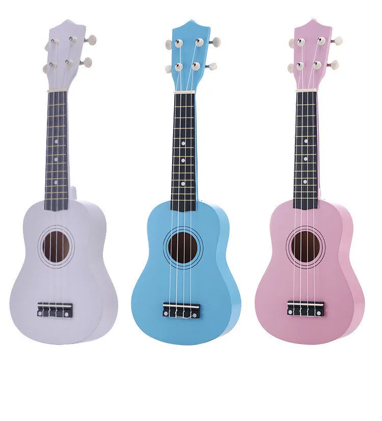 Junning 21-inch children's beginner ukulele with cowhide box in black