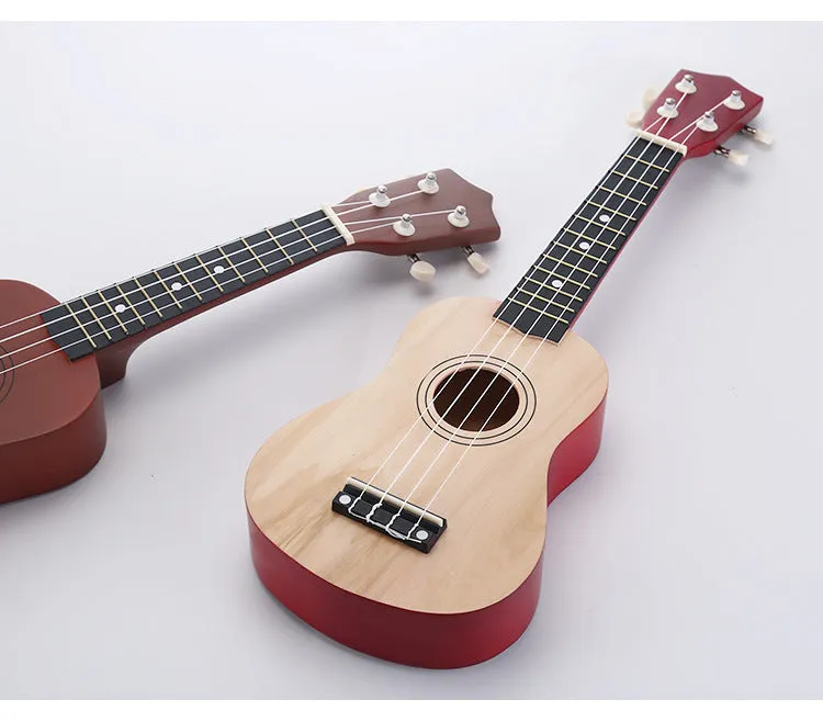 Junning 21-inch children's beginner ukulele with cowhide box in black