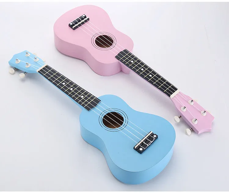 Junning 21-inch children's beginner ukulele with cowhide box in black