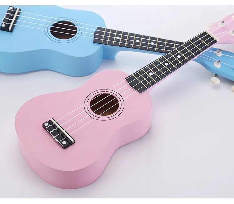 Junning 21-inch children's beginner ukulele with cowhide box in black