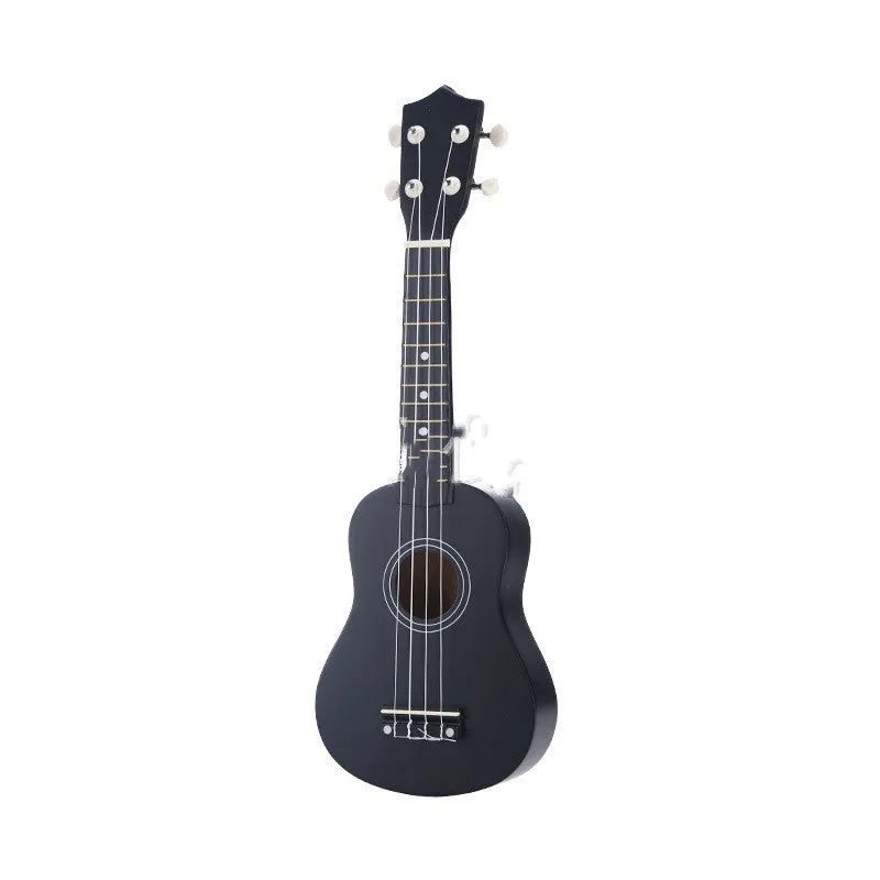 Junning 21-inch children's beginner ukulele with cowhide box in black