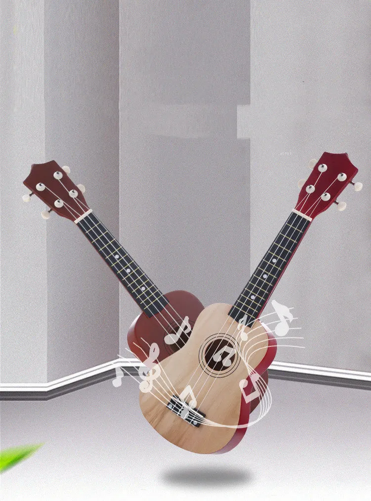 Junning 21-inch children's beginner ukulele with cowhide box in black