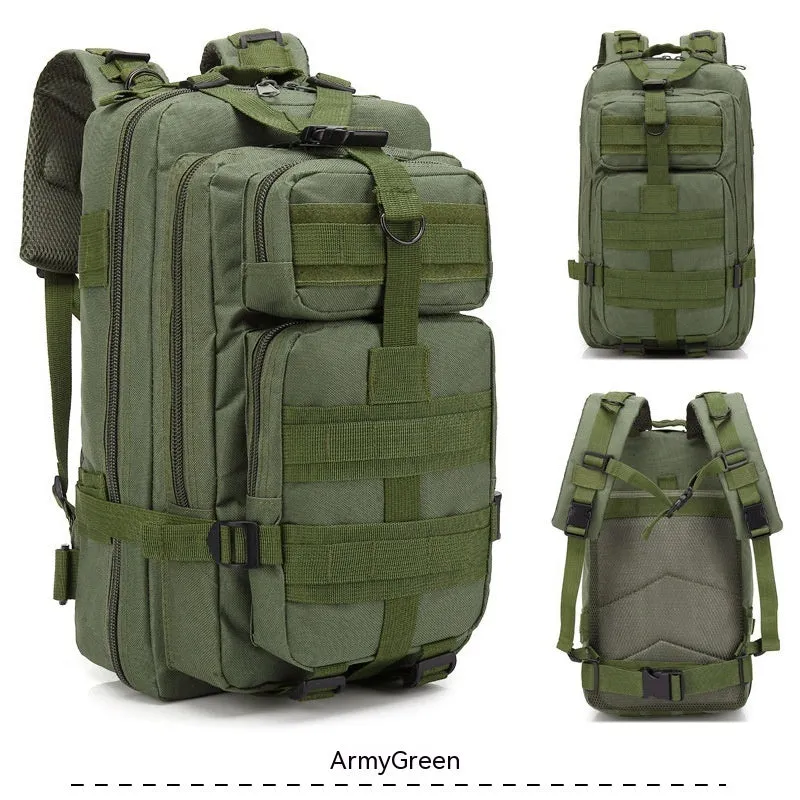 Large khaki hiking backpack with air pillow belt system for mountaineering and outdoor sports