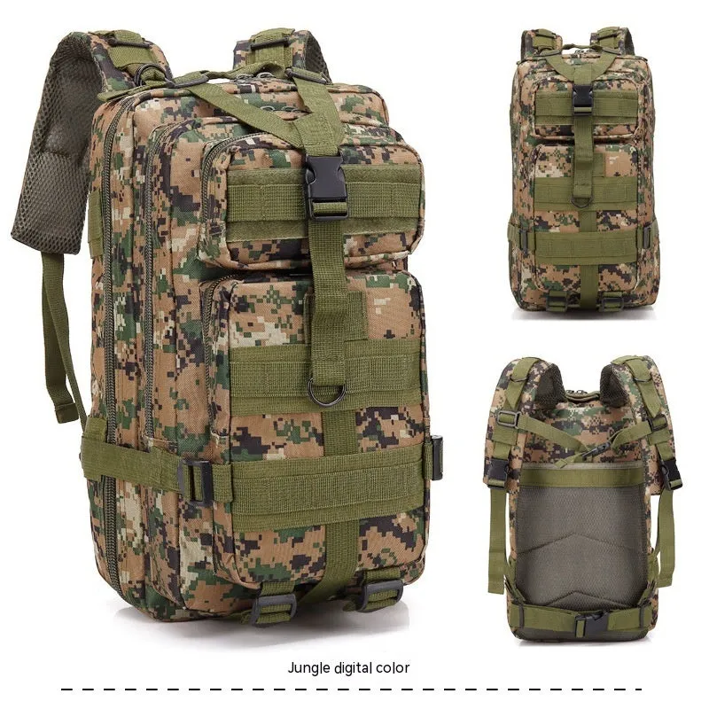 Large khaki hiking backpack with air pillow belt system for mountaineering and outdoor sports