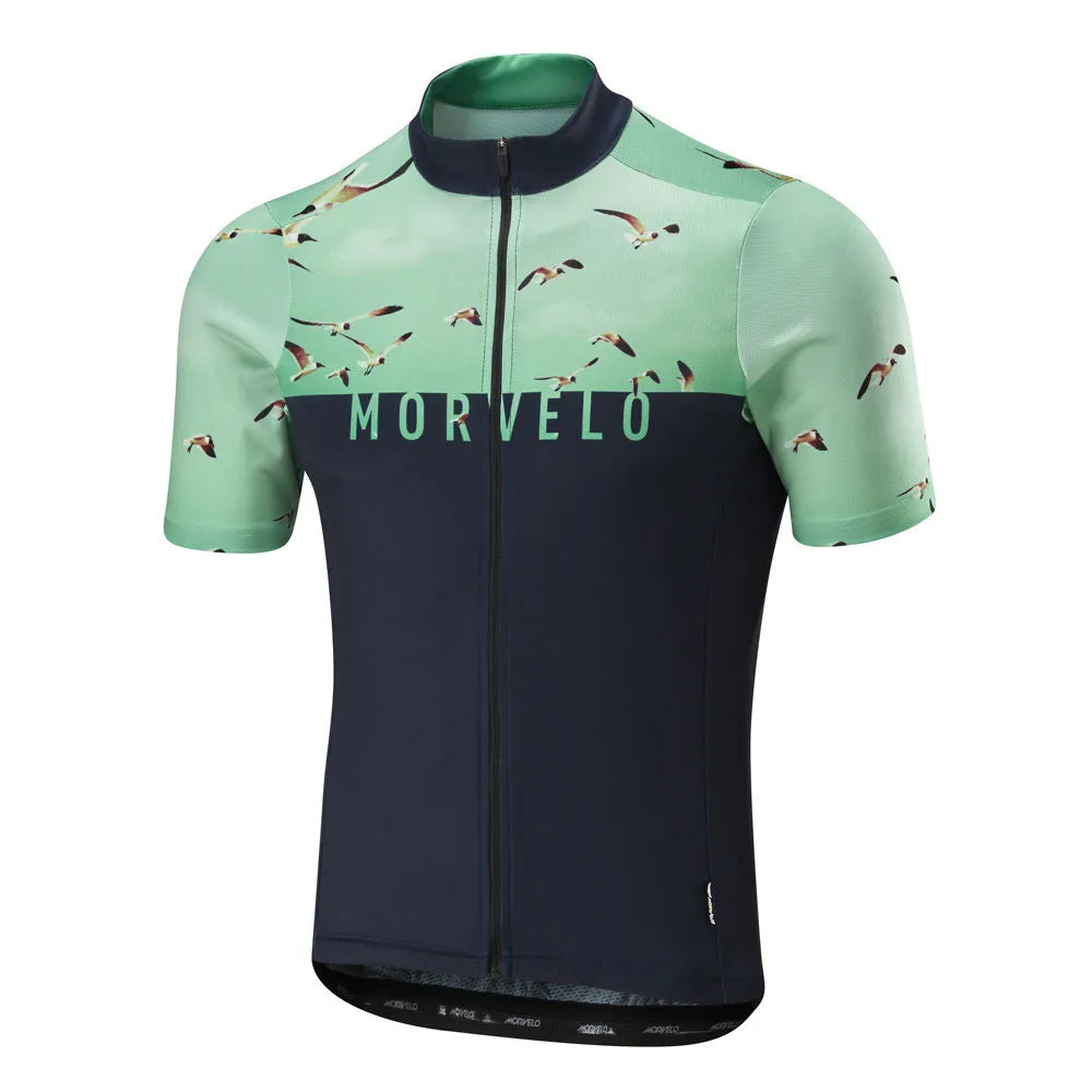 Short sleeve jersey in moisture wicking strip wheel mesh and Lycra fabric for summer sportswear