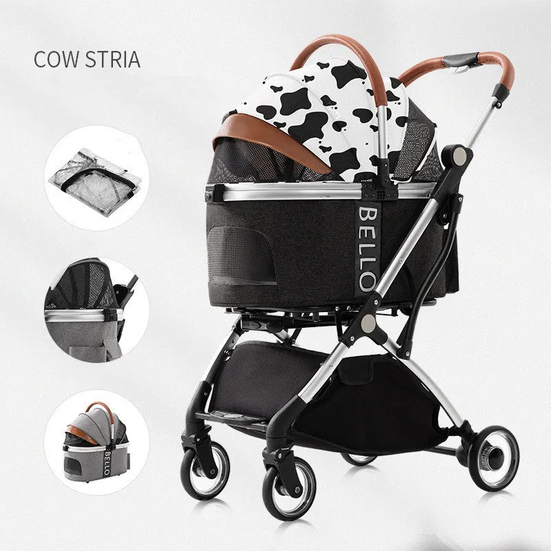 30kg metal frame four-wheel folding pet stroller for dogs, available in multiple colours