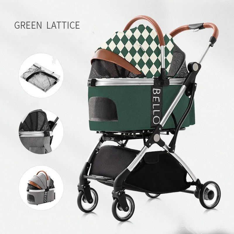 30kg metal frame four-wheel folding pet stroller for dogs, available in multiple colours