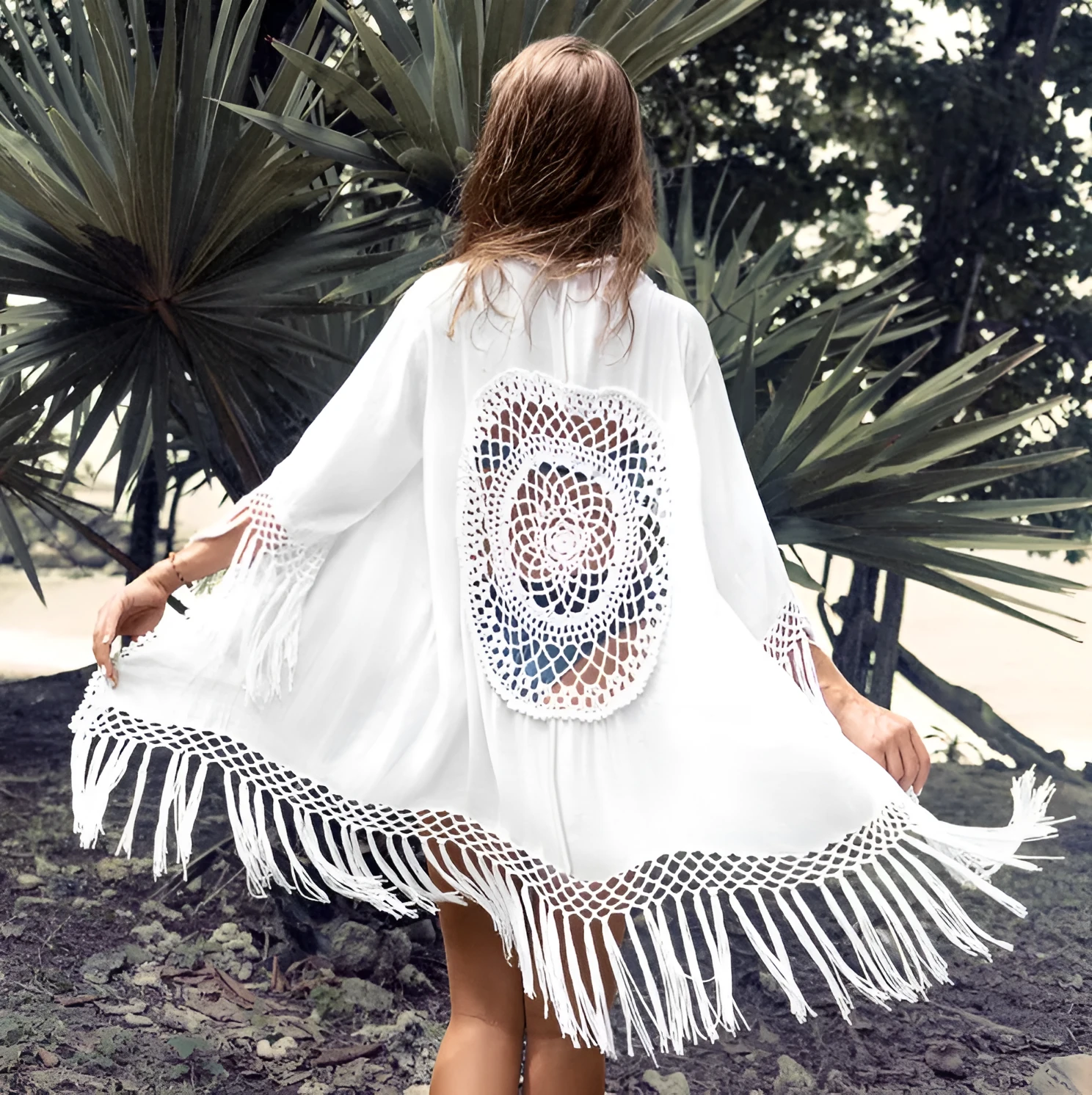 White polypropylene sun proof shirt swimsuit beach blouse for women, one size, front view