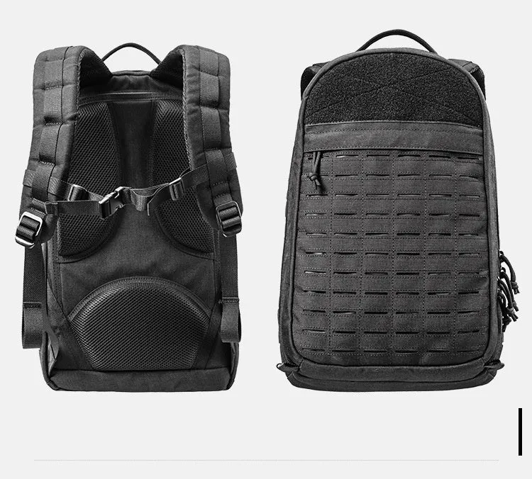 Outdoor hiking backpack in camouflage 600D polyester with 36-55L capacity and ergonomic shoulder strap