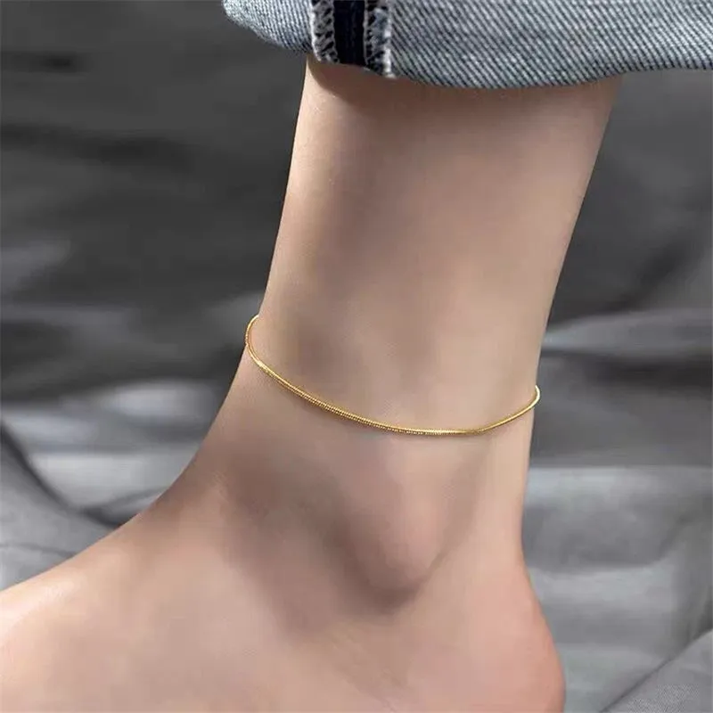 Stainless Steel Anklets Adjustable Snake Chain Anklet for Women 20cm+3cm Extension Chain Gold Rose Gold Steel Colour Fashionable Everyday Wear