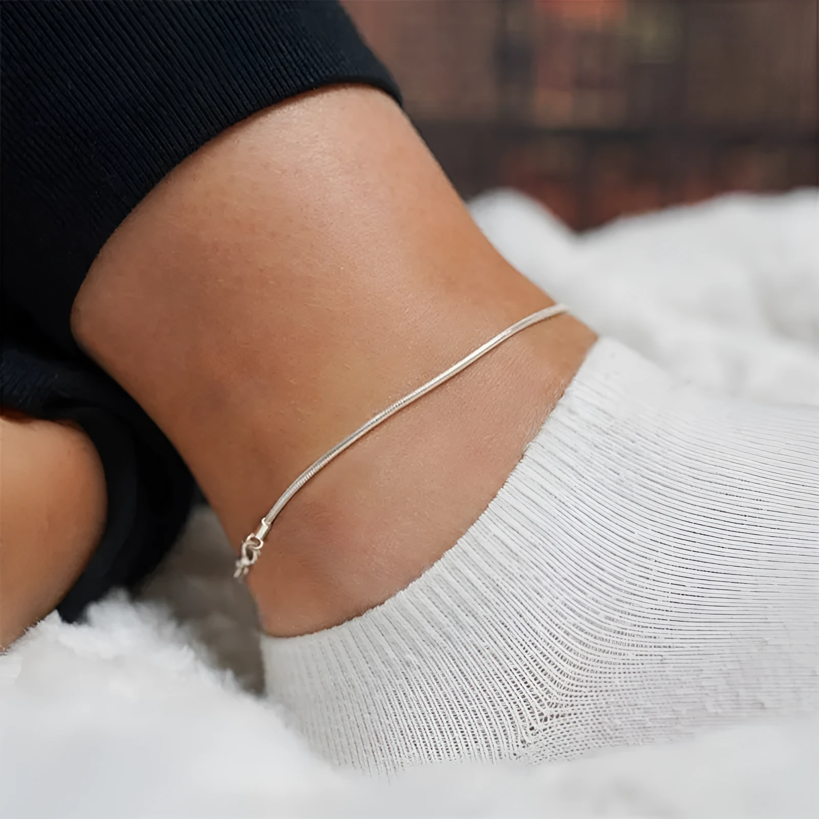 Stainless Steel Anklets Adjustable Snake Chain Anklet for Women 20cm+3cm Extension Chain Gold Rose Gold Steel Colour Fashionable Everyday Wear