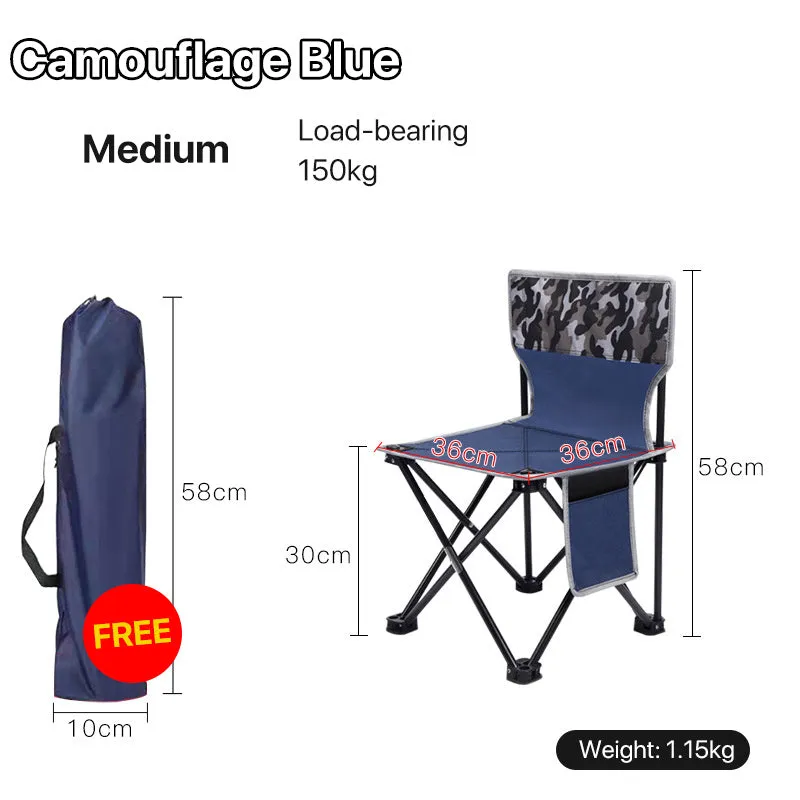 Portable folding chair stool in black with compact frame for outdoor use