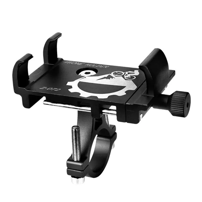 Aluminum shockproof phone holder for outdoor cycling in black, red, grey, and titanium colour options
