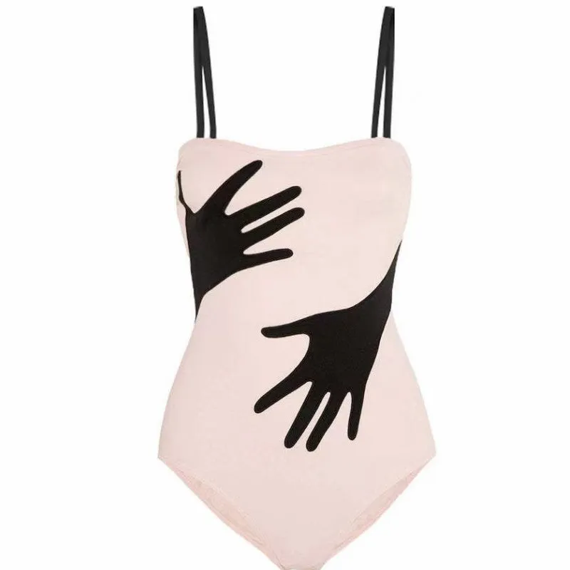 Women's one-piece bikini swimsuit with gauze skirt detail in polyester fabric