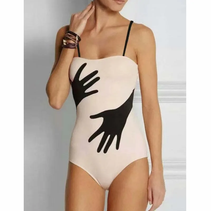 Women's one-piece bikini swimsuit with gauze skirt detail in polyester fabric