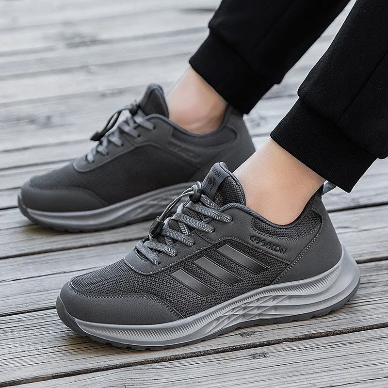 Men's and women's slip-on mom shoes with elastic band and breathable mesh upper in various colours.