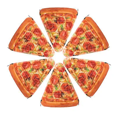Large inflatable pizza-themed surfboard float for pools and beaches