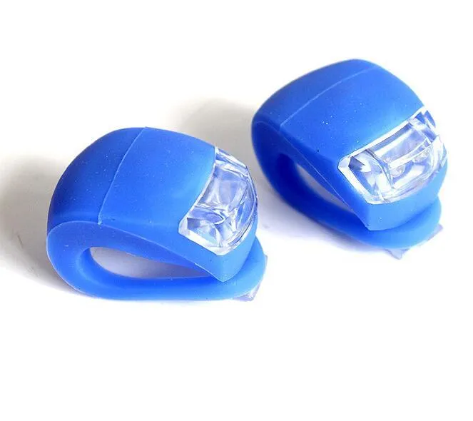 LED bike safety light with flexible silicone body and clip-on attachment in multiple colours