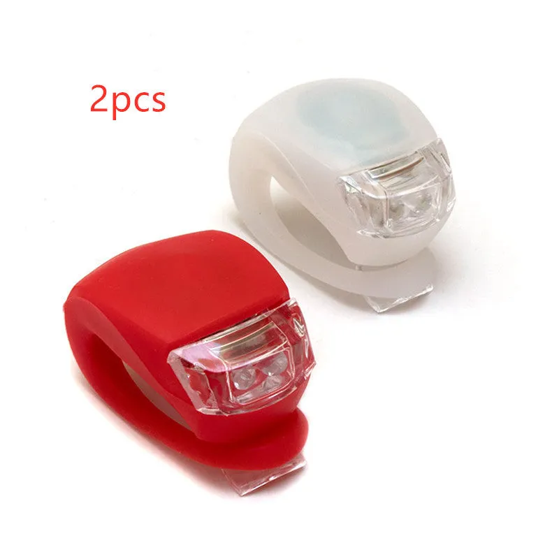 LED bike safety light with flexible silicone body and clip-on attachment in multiple colours