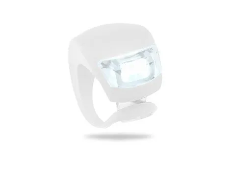 LED bike safety light with flexible silicone body and clip-on attachment in multiple colours
