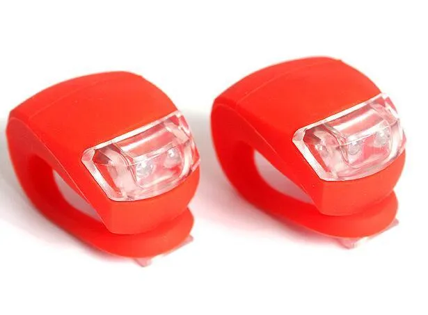 LED bike safety light with flexible silicone body and clip-on attachment in multiple colours